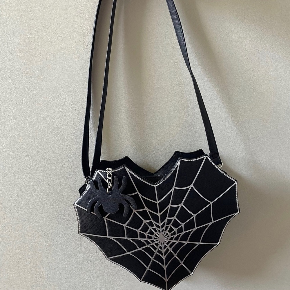 Mad Engine Halloween Spider Web Heart Backpack Purse - New